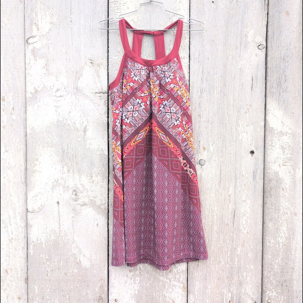 Prana Marrakesh Cantine Built In Bra Crushed Cranberry Active Dress Women's Med